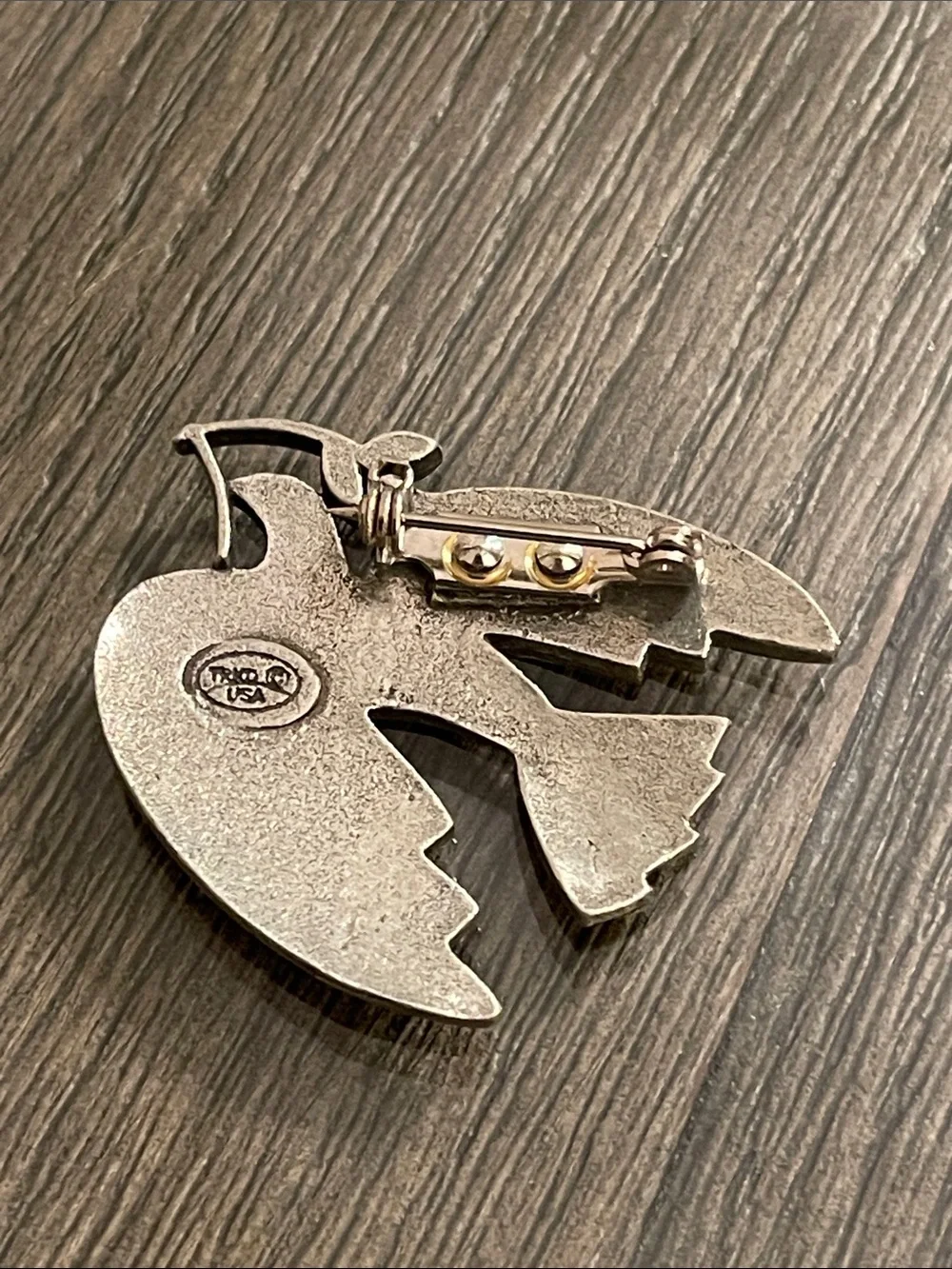 Tom Reardon & Kathleen Doyle Handcrafted Mixed-Metal Peace Dove Brooch
